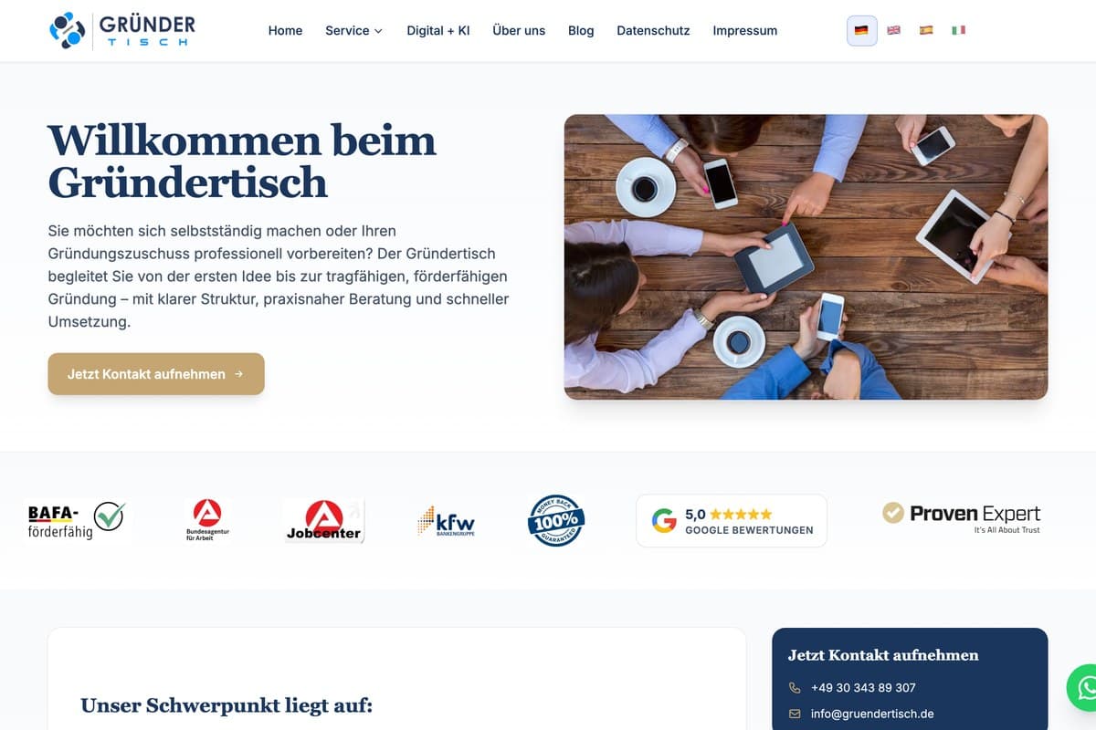 gruendertisch.de — live homepage